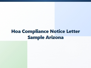 Arizona Hoa Compliance Notice Letter Sample